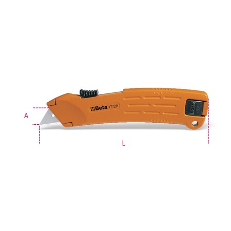 Beta 1772H Safety Utility Knife with Retractable Blade, 2 Blades 017720029